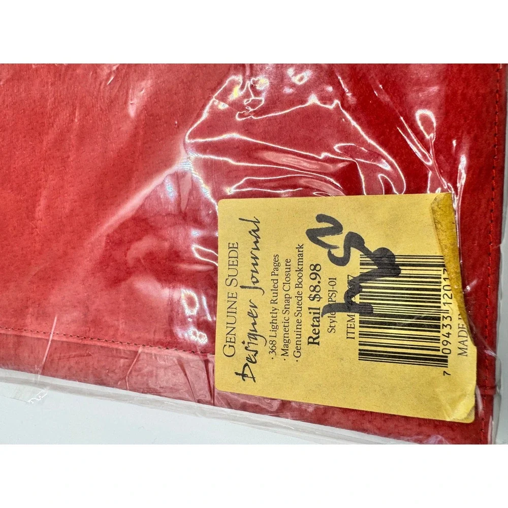 Genuine Red Suede Designer Journal Studded Magnetic Snap 368 Ruled Pages PSJ-01